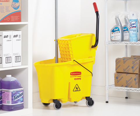 a nicely-stocked janitor's closet
