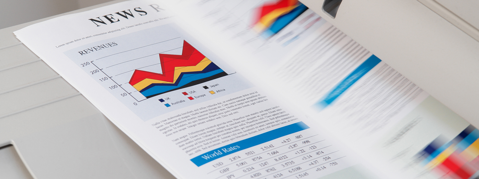 printed report of revenue and metrics