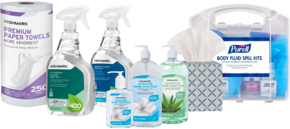 paper towels and cleaning products